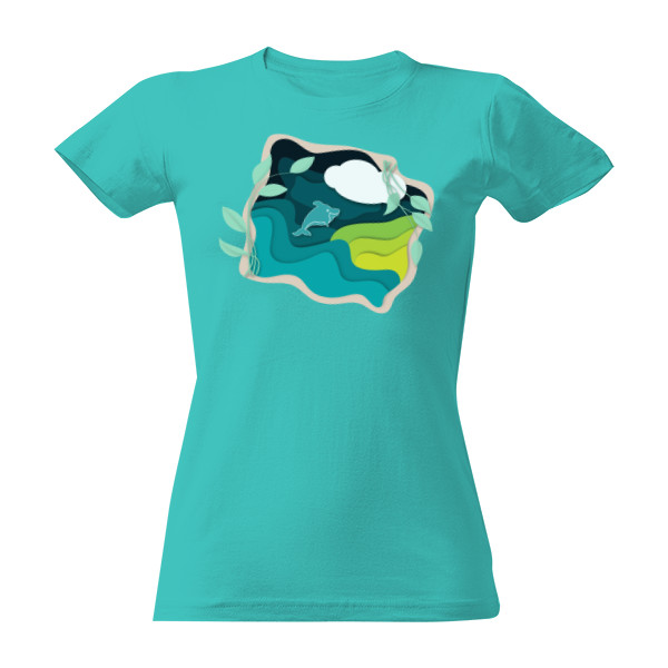 Tričko s potiskem 3D Rozbouřené moře s delfínem