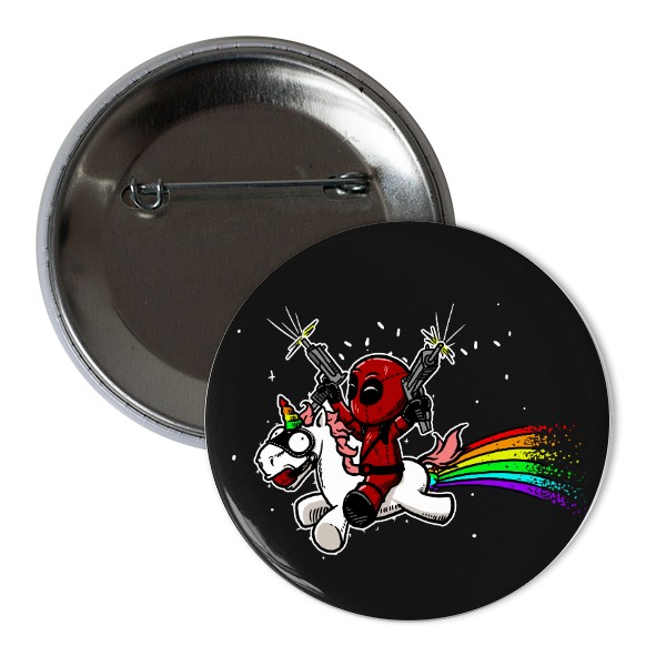 Odznáček  s potiskem Deadpool Unicorn