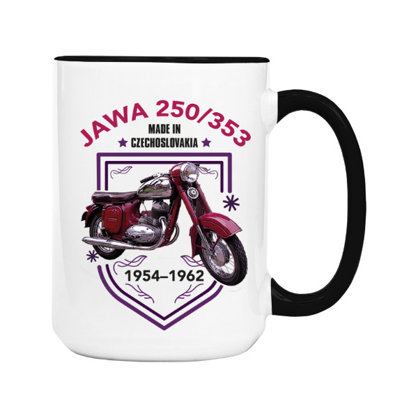 Hrnek velký barevný s potiskem Motorka kývačka Jawa 250 typ 353
