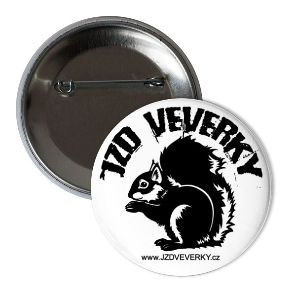 Odznáček  s potiskem JZD VEVERKY - odznak/ placka