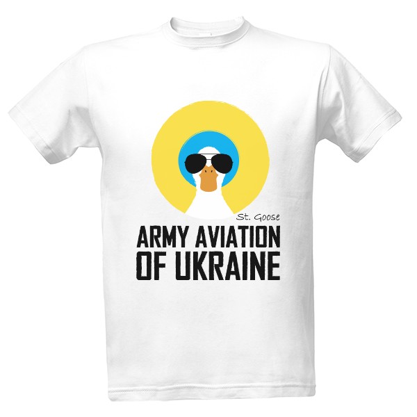 Tričko s potiskem Ukraine Goose army bílé